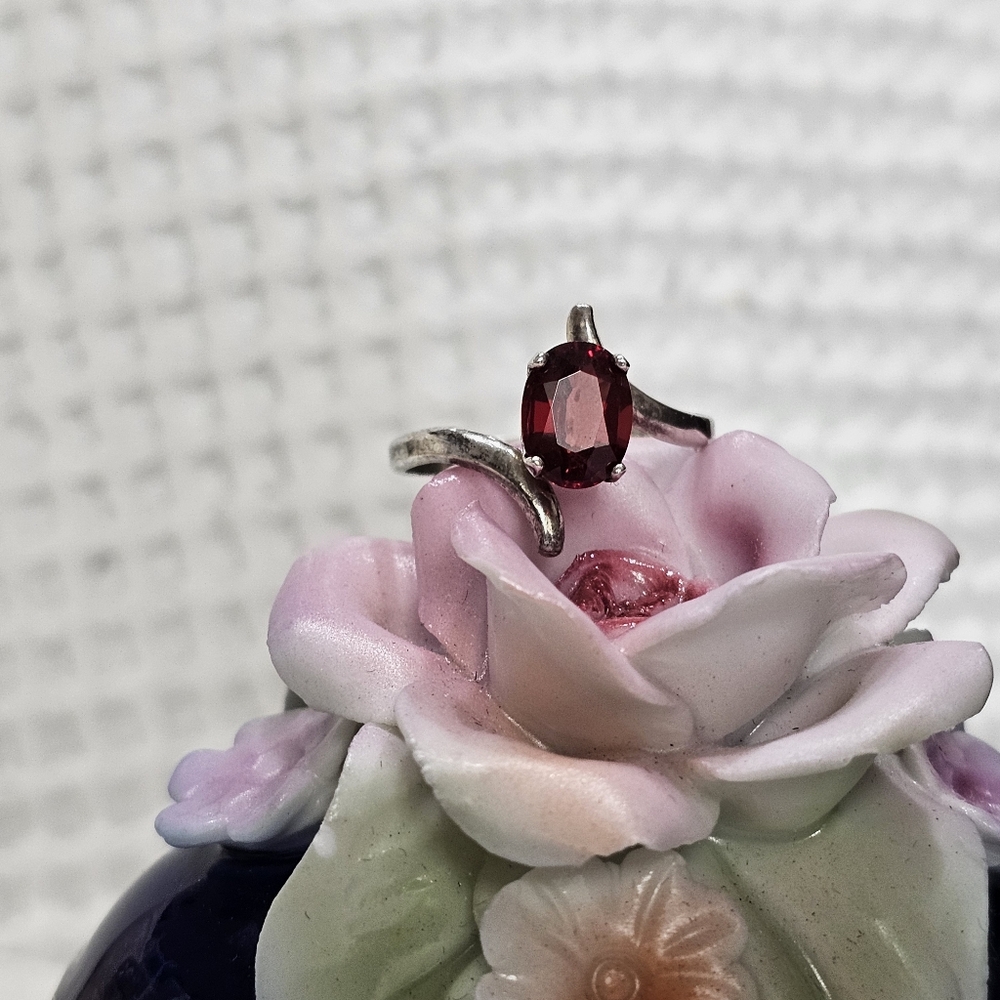 Kabana Sterling Garnet Vintage Bypass Ring 7.5